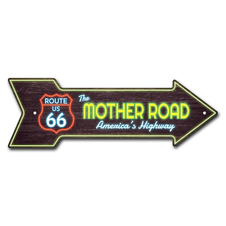 Signmission Mother Road 66 Neon Arrow Sign Funny Home Decor 36in Wide P-ARROW12-999728